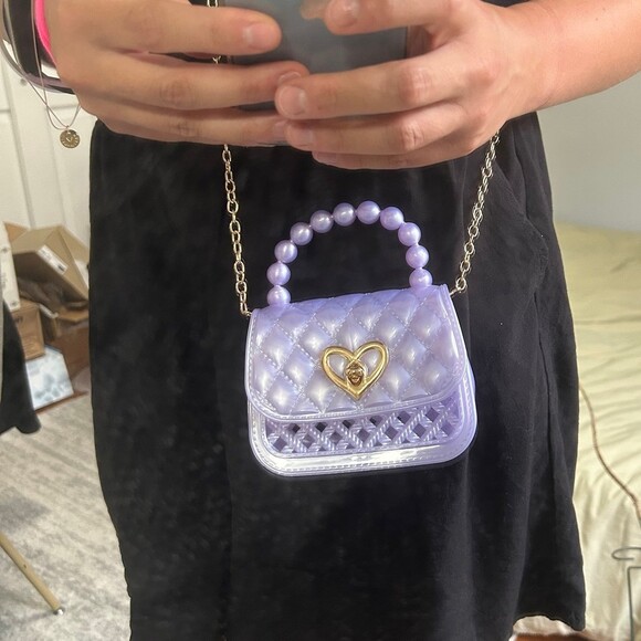 Lavender Purple Micro Purse w Metal Chain Crossbody - Picture 4 of 4